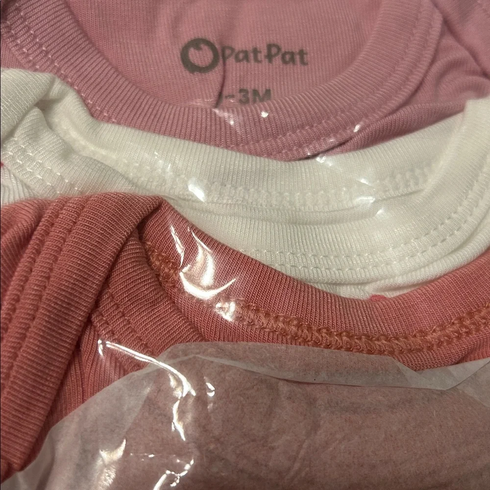 🛼PatPat Pink and White Princess Bodysuit 3 pack  NWT size 0-3 months